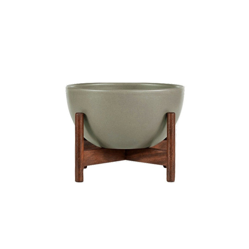Modernica Case Study Tabletop Bowl With Wood Stand | Pebble CER-W-BWL-8-4-BWA-PEB