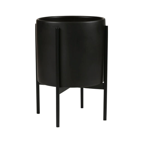 Modernica Case Study Large Cylinder with Metal Stand | Charcoal CER-W-CYL-13.125-12-MET-CHR