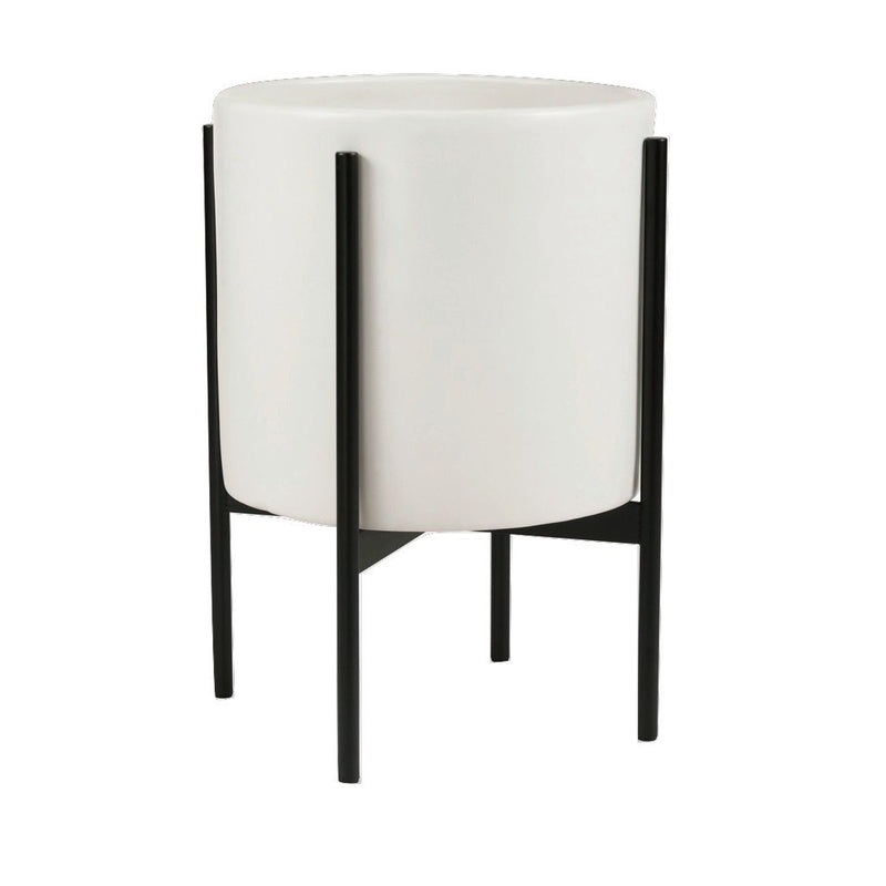 Modernica Case Study Large Cylinder With Metal Stand | White CER-W-CYL-13.125-12-MET-WHT