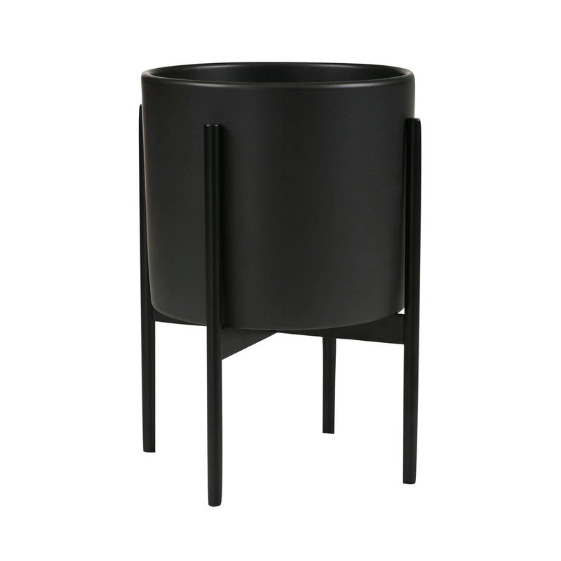 Modernica Ceramic Small Cylinder Planter | Charcoal