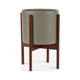 Modernica Case Study Small Cylinder With Wood Stand | Pebble CER-W-CYL-11.5-10-BWA-PEB