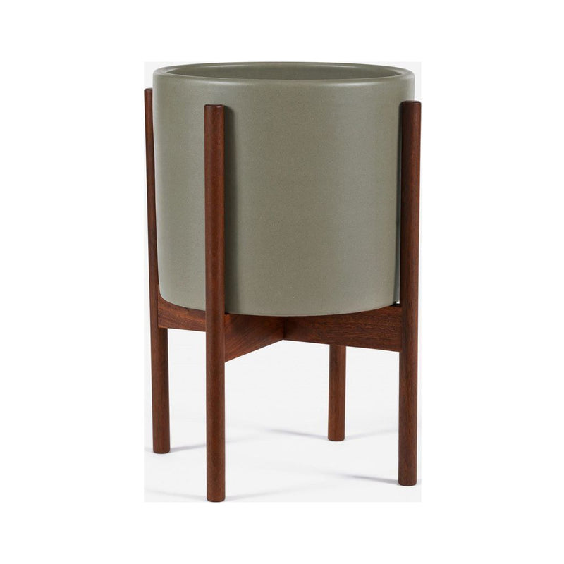 Modernica Case Study Small Cylinder With Wood Stand | Pebble CER-W-CYL-11.5-10-BWA-PEB