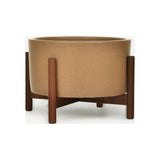 Modernica Case Study Tabletop Cylinder With Wood Stand | Acorn CER-W-CYL-9.5-5-BWA-ACO