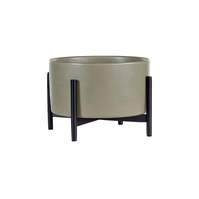 Modernica Case Study Tabletop Cylinder With Metal Stand | Pebble CER-W-CYL-9.5-5-MET-PEB