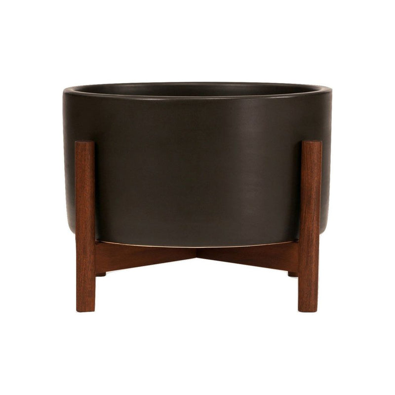 Modernica Case Study Walnut Desk Top Cylinder Wood Base | Charcoal CER-W-CYL-6-3-BWA-CHR