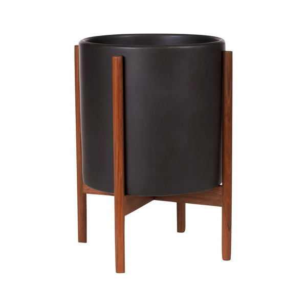 Modernica Case Study X-Lagre Cylinder with Wood Stand | Charcoal CER-W-CYL-14.5-14-BWA-CHR