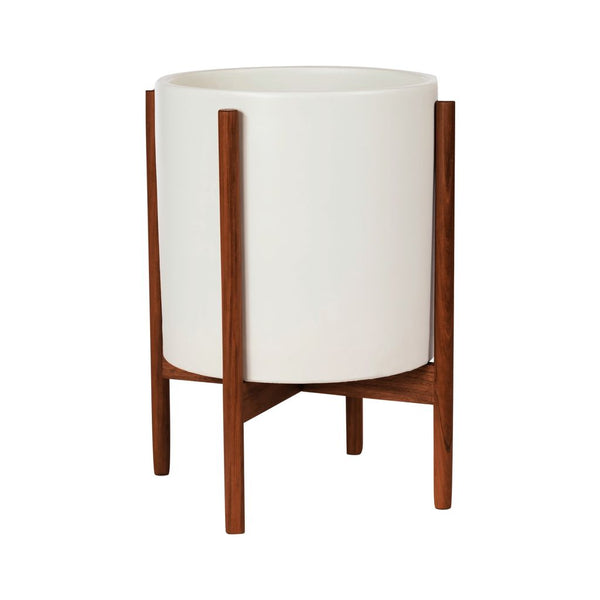 Modernica Case Study X-Large Cylinder with Wood Stand | White CER-W-CYL-14.5-14-BWA-WHT