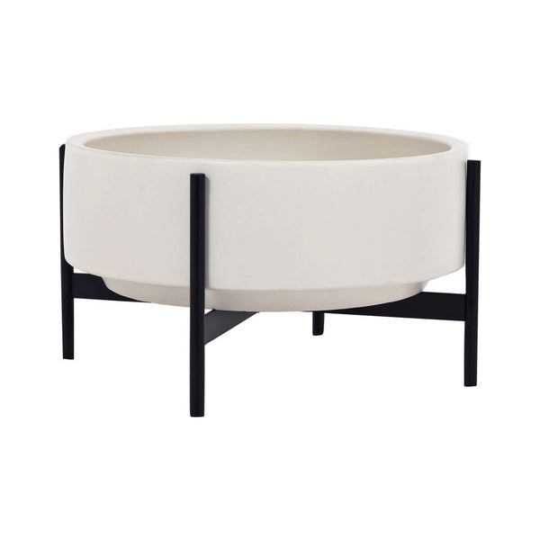 Modernica Case Study Raised Low Pan with Metal Stand | White CER-W-RLP-22-6-MET-WHT