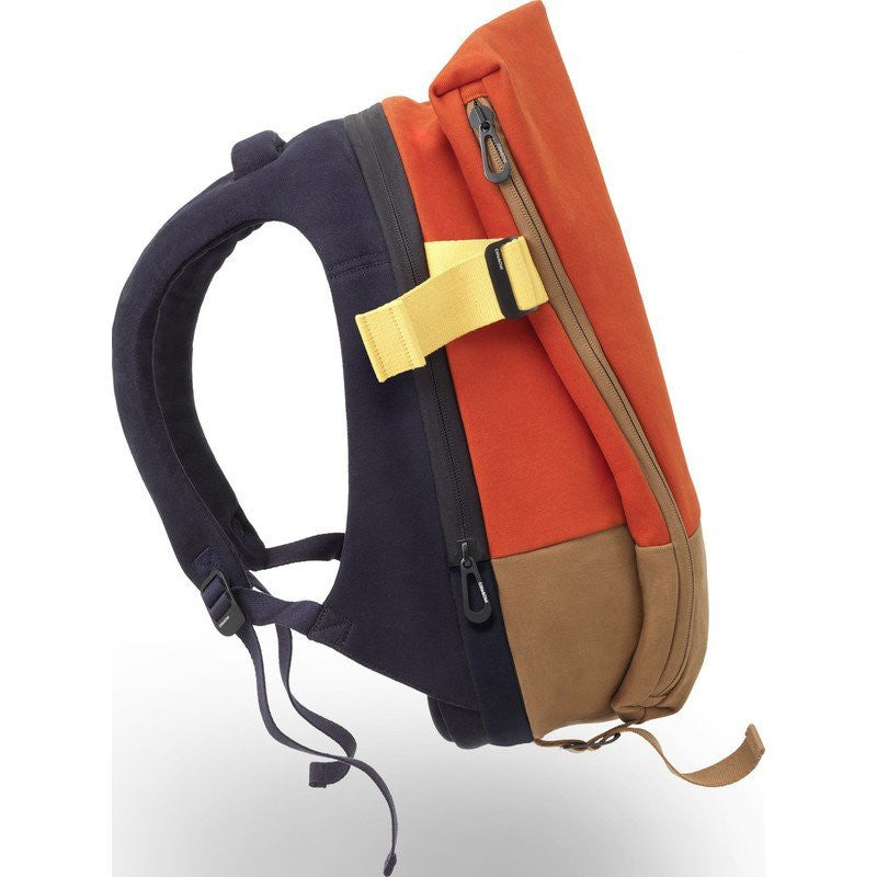 Cote et Ciel Isar Twin Touch Contrast Canvas Laptop Backpack | Deep Atlantic Blue / Orange 28024