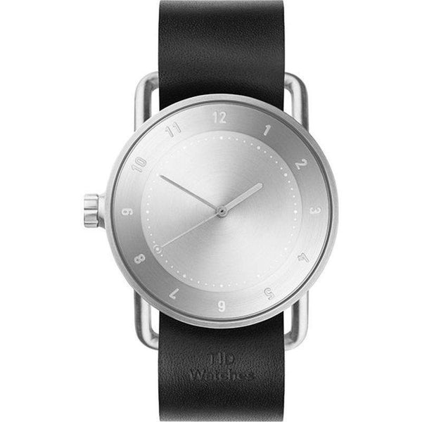 TID No. 2 Brushed Steel Watch | Black Leather