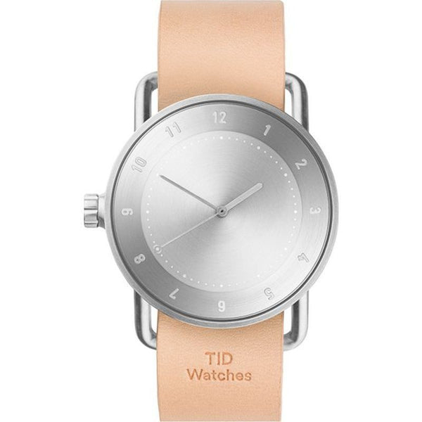 TID No. 2 Brushed Steel Watch | Natural Leather