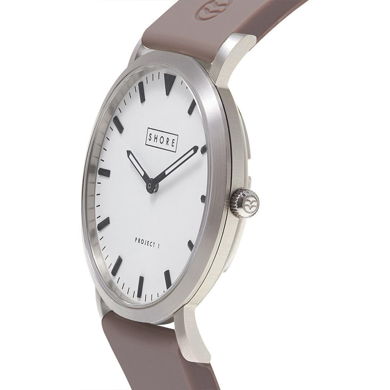 Shore Projects Poole Wtach with Silicone Strap | Silver / White / Grey S028S