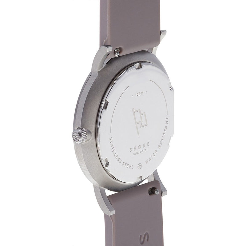 Shore Projects Poole Wtach with Silicone Strap | Silver / White / Grey S028S