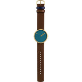 Rosendahl Picto 40mm Dusty Blue Analog Watch | Gold/Dark Brown Leather RD-43376