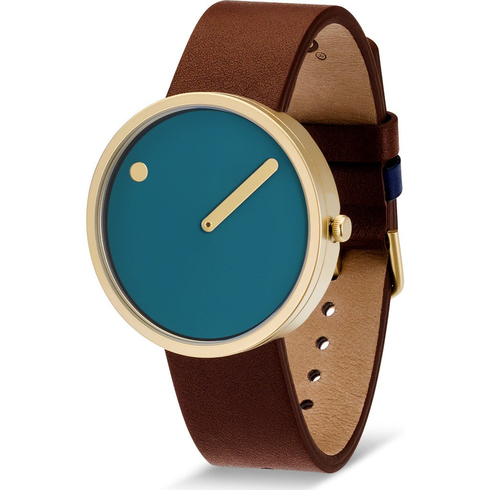 Rosendahl Picto 40mm Dusty Blue Analog Watch Gold/Dark Brown