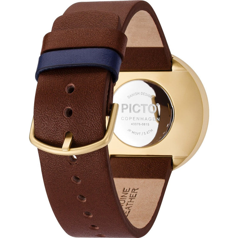 Rosendahl Picto 40mm Dusty Blue Analog Watch | Gold/Dark Brown Leather RD-43376