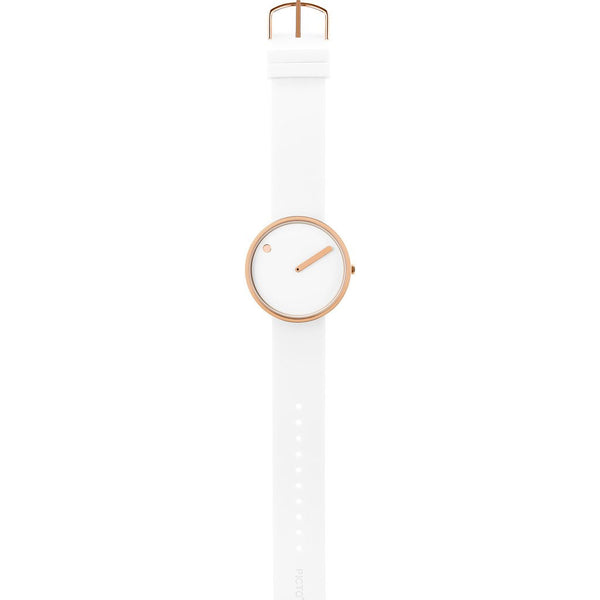 Picto 40mm White Analog Watch | Rose Gold/White Silicone RD-43383
