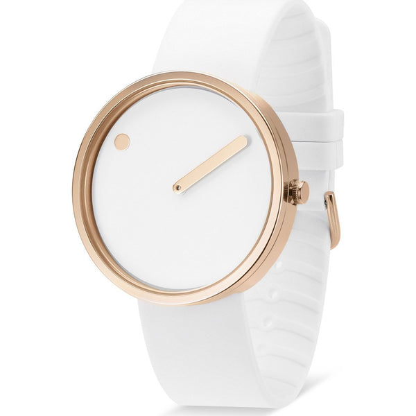 Picto 40mm White Analog Watch | Rose Gold/White Silicone RD-43383