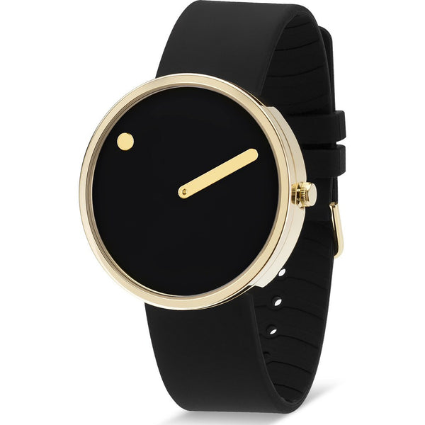 美品　ROSENDAHL 腕時計PICTO Rosendahl Picto 40mm Black Analog Watch Gold/Black Silicone RD