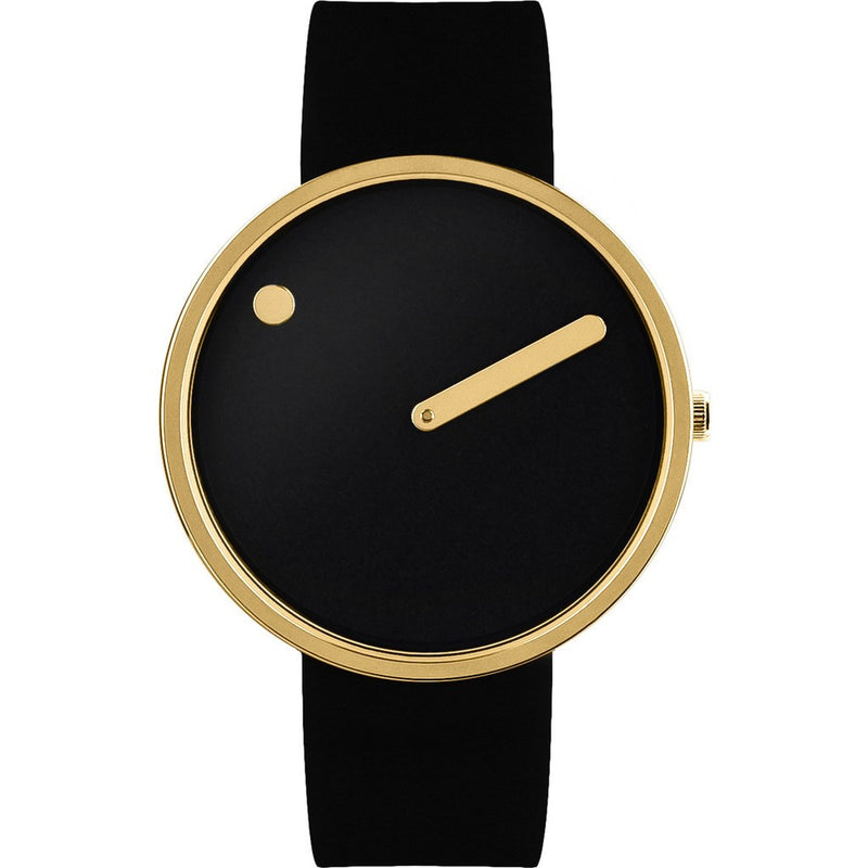 Picto 40mm Black Analog Watch | Gold/Black Silicone RD-43387