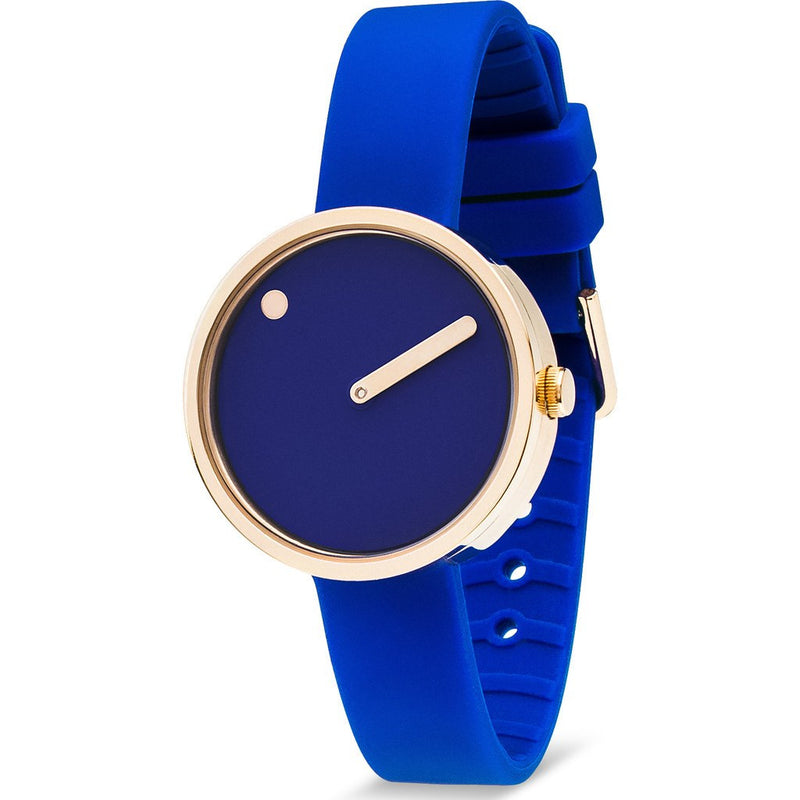 Picto 30mm Blue Analog Watch | Rose Gold/Blue Silicone RD-43389