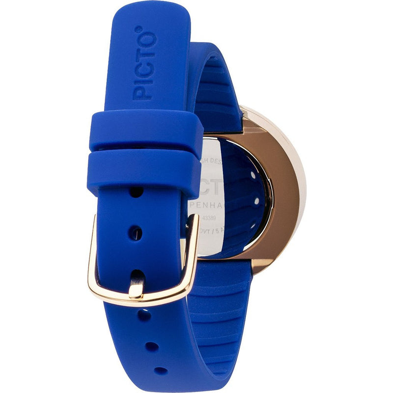 Picto 30mm Blue Analog Watch | Rose Gold/Blue Silicone RD-43389
