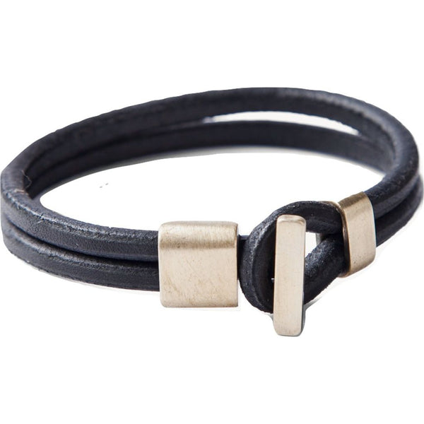 Tanner Goods Brass and Leather Premium Wristband | Black S