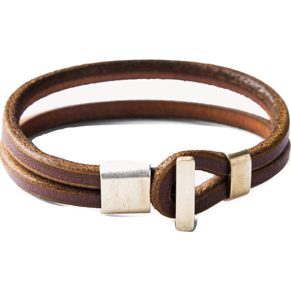 Tanner Goods Brass and Leather Premium Wristband | Cognac S