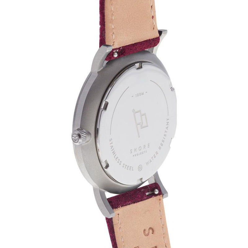 Shore Projects Whitstable Watch with Wool Strap | Burgundy W001S034S
