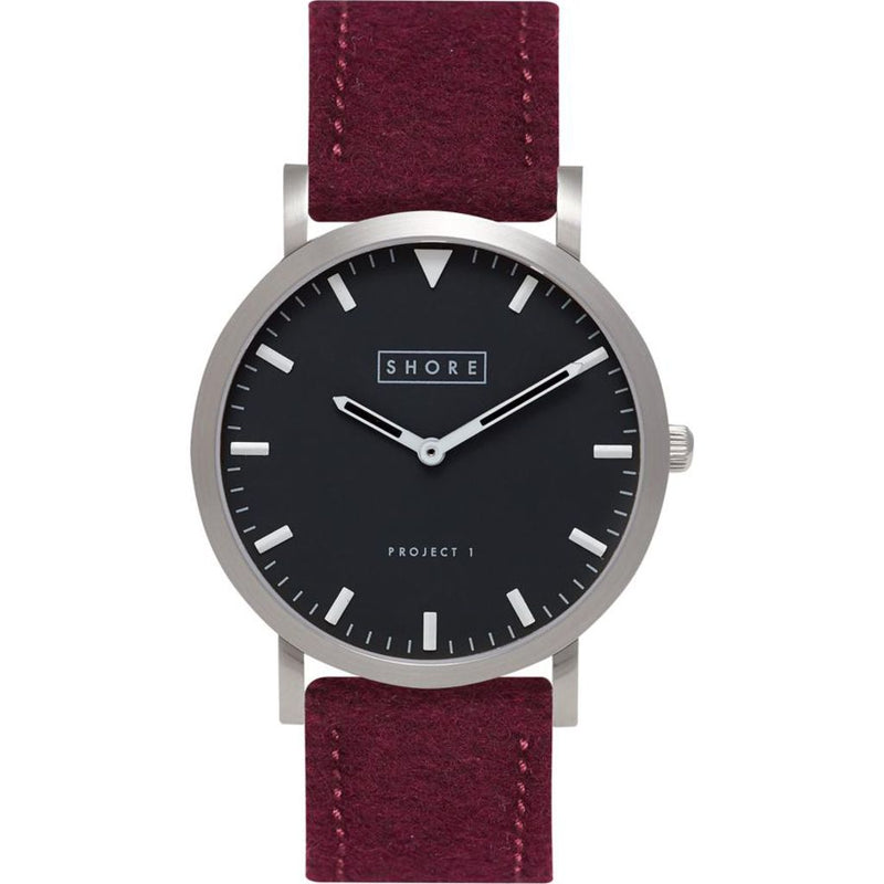 Shore Projects Whitstable Watch with Wool Strap | Burgundy W001S034S