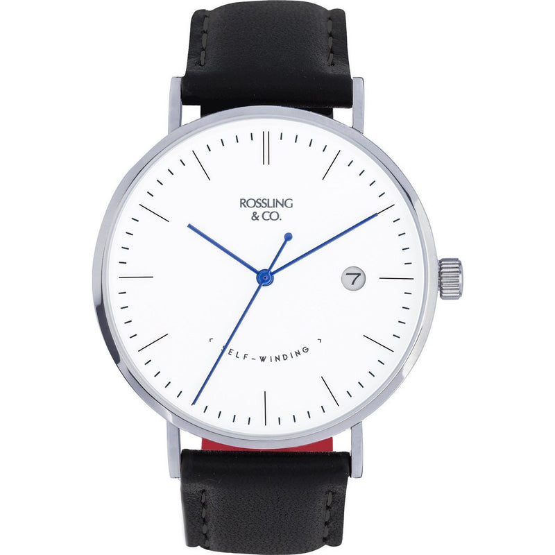 Rossling & Co. Classic Automatic Rogart Watch | Silver/White/Blue