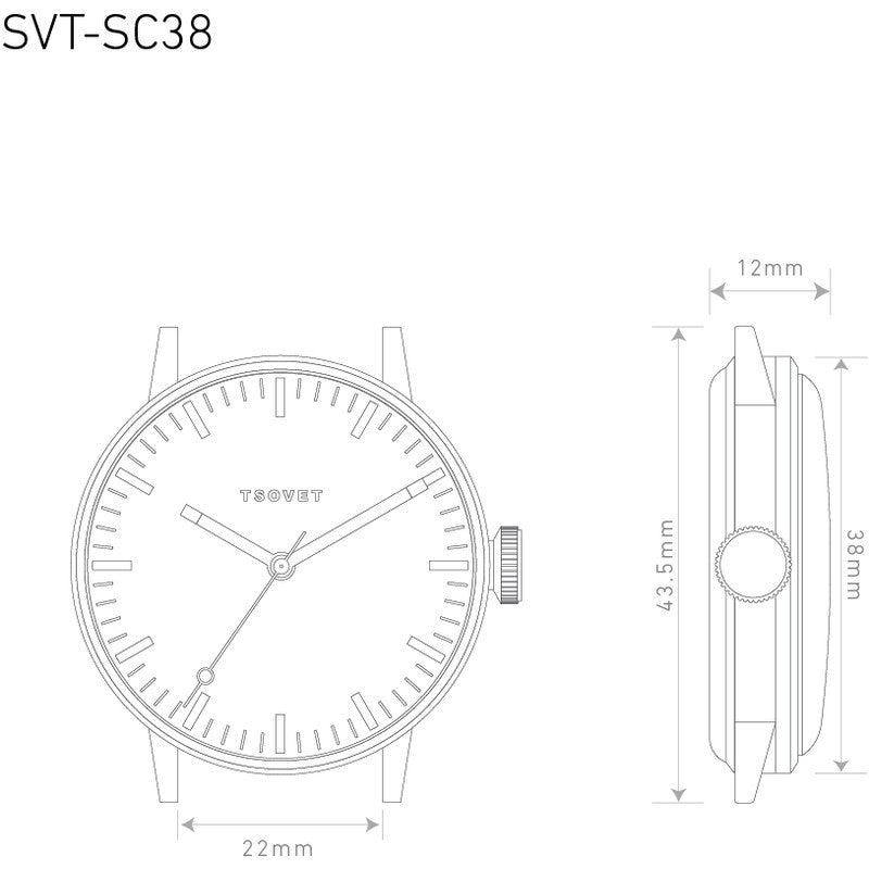 Tsovet SVT-SC38 Steel & White Watch | Tan Leather SC111513-40