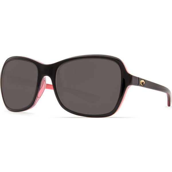Costa Kare Shiny Black Hibiscus Sunglasses | Gray 580P