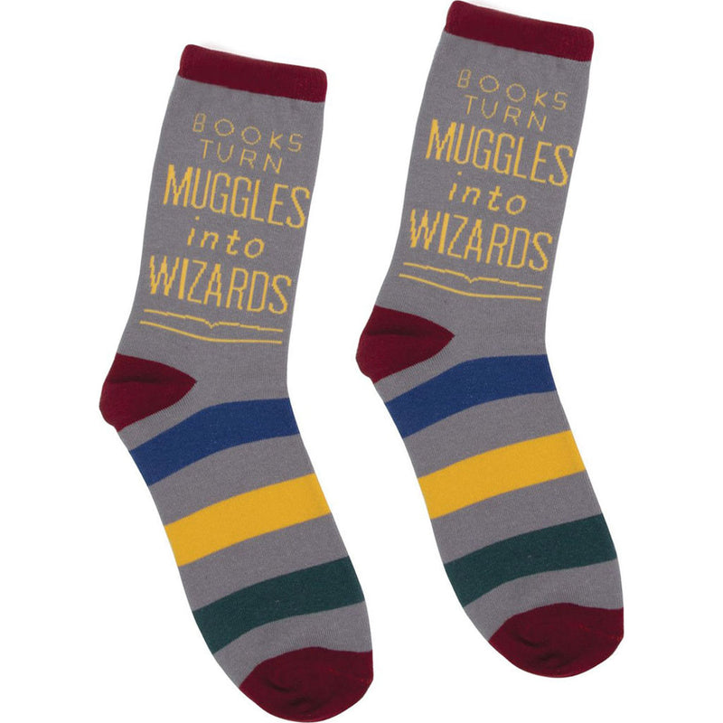 Out of Print Books Turn Muggles Into Wizards Adult Socks | Grey