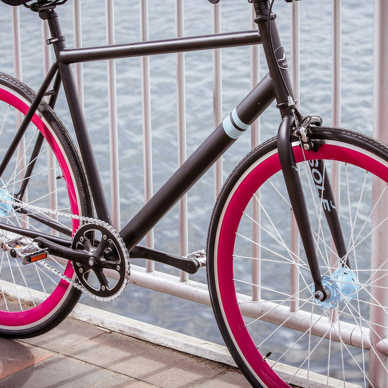 Sole Bicycles Fiance Fixed Single Speed Bike | Matte Black Frame/Pink Rims Sole 031-52