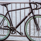 Sole Bicycles Foamside Fixed Single Speed Bike | Matte Black Frame/Seafoam Green Rims Sole 054-59