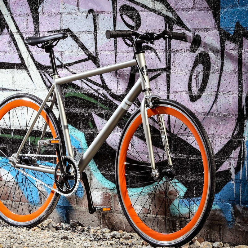 Sole Bicycles El Tigre Fixed Single Speed Bike | Matte Grey Frame/Orange Rims Sole 041-59