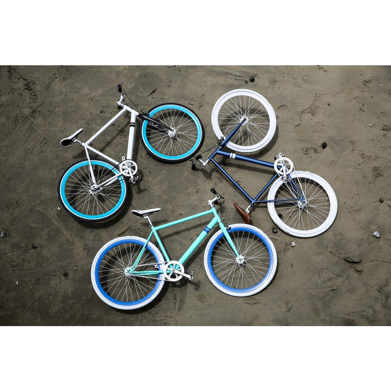 Sole Bicycles Breakwater Fixed Single Speed Bike | White Frame/Seafoam Green Rims Sole 062-59
