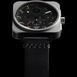 Minus-8 Square Black/Bright Chronograph Watch | Leather