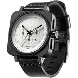 Minus-8 Square Black/White Chronograph Watch | Leather