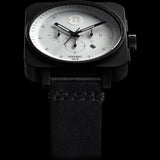 Minus-8 Square Black/White Chronograph Watch | Leather