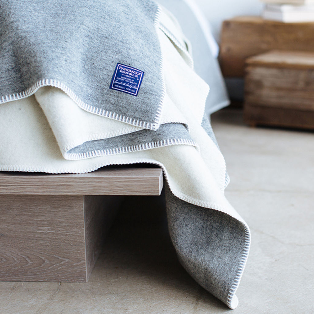 Faribault Summit Solid Reversible Wool Blanket Sportique