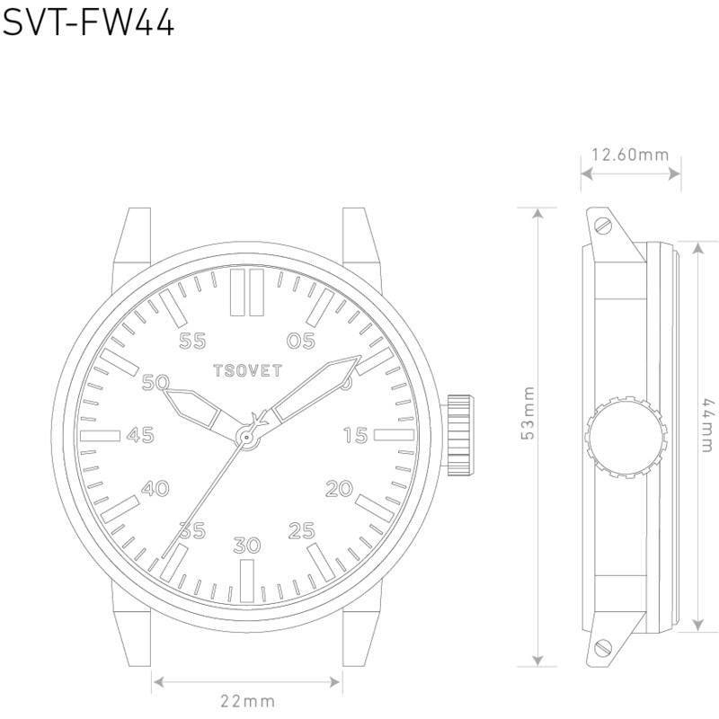 Tsovet SVT-FW44 Swiss Quartz Matte Black Watch | Brown Leather