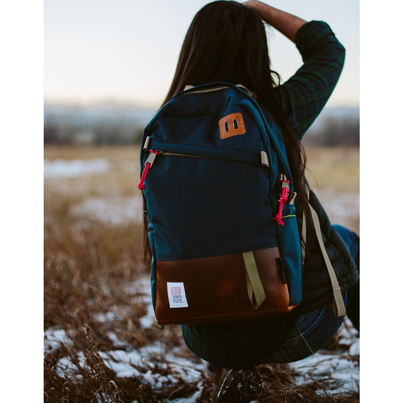 Topo Designs Daypack Backpack | Navy/Leather