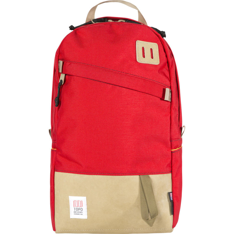 Topo Designs Daypack Backpack | Red/Khaki Leather