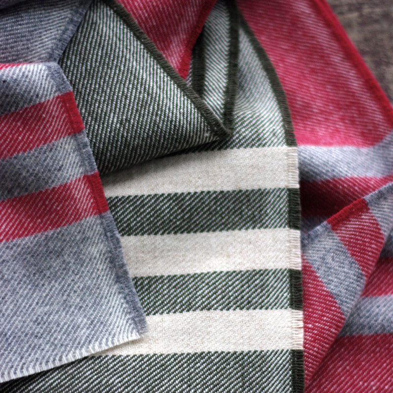 Faribault Trapper Wool Scarf | Red/Gray Stripe 1909 10x72