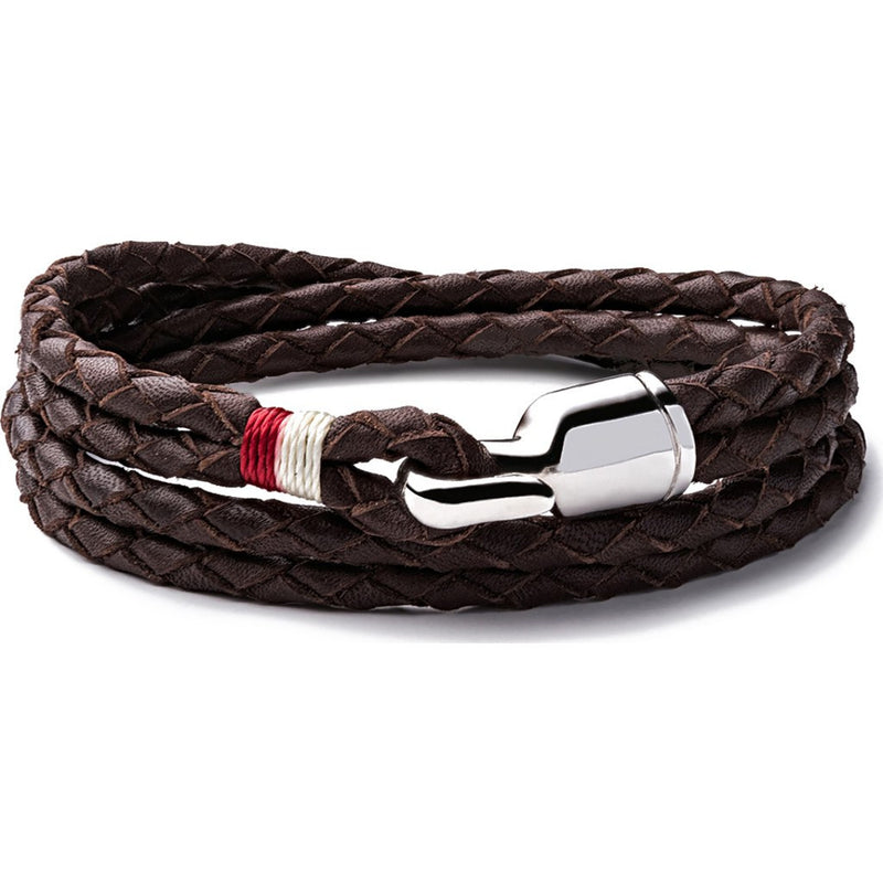 Miansai Trice Brown Woven Leather Bracelet | Sterling Silver Large 101-0014-021