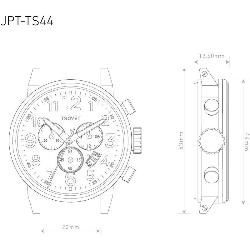 Tsovet JPT-TS44 Silver & White Chronograph Watch | Brown Leather TS110111-40