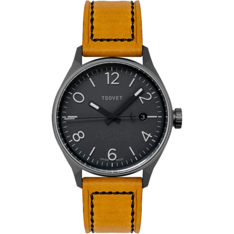 Tsovet SMT-RS40 Gunmetal Automatic Watch | Rouille Leather