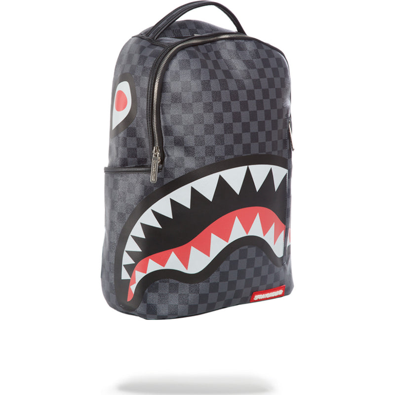 Sprayground Brown Faux Fur Shark In Paris Backpack Checkered Books Bag B4817